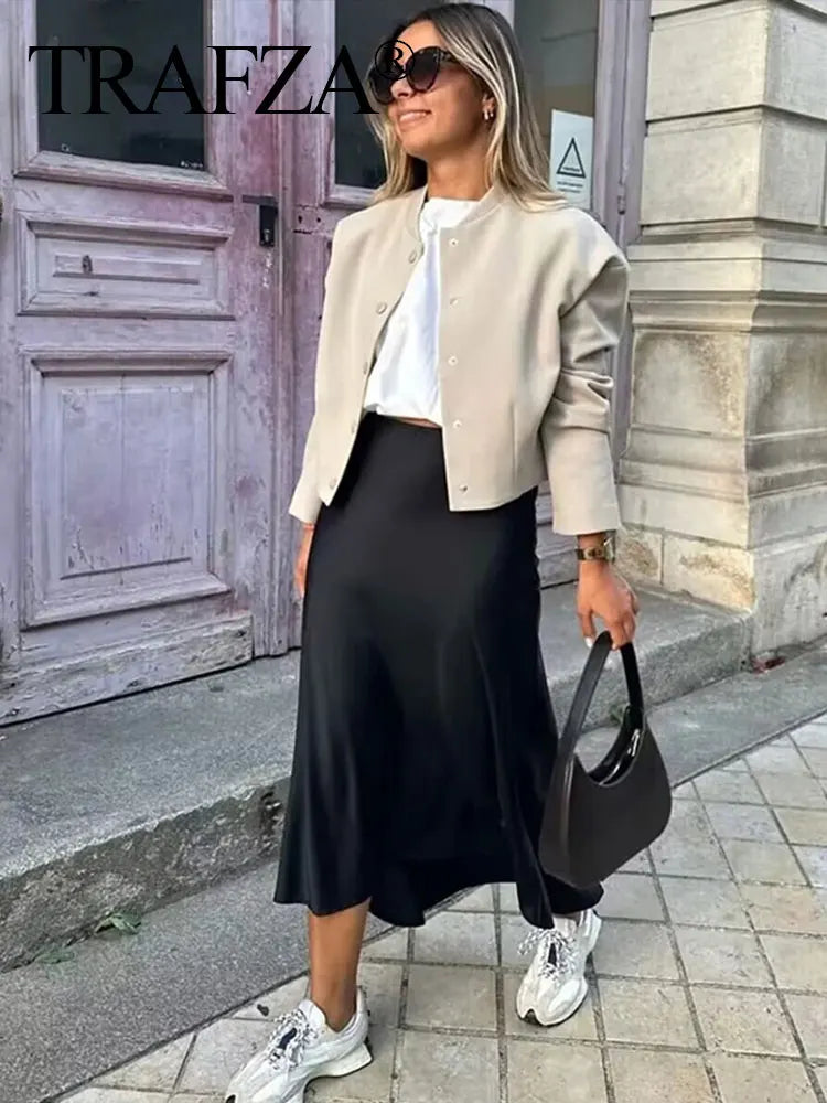 Casual Women Long Skirt Spring Elastic