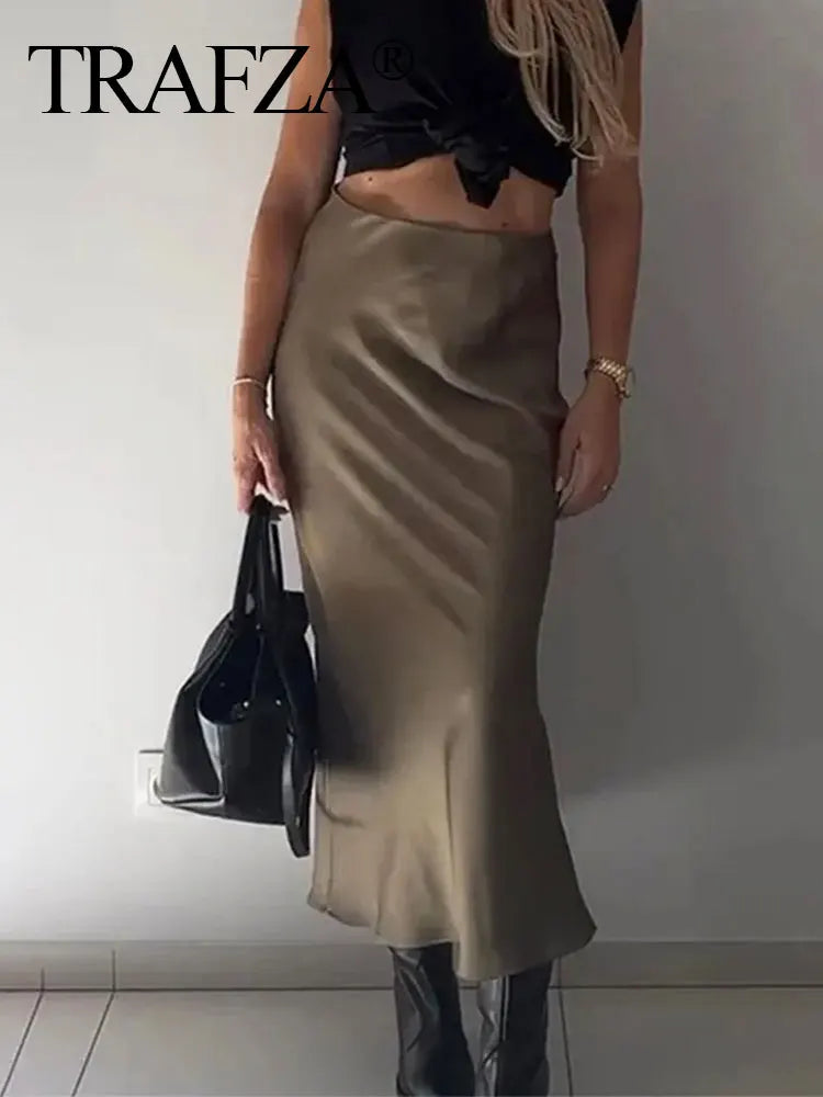 Casual Women Long Skirt Spring Elastic