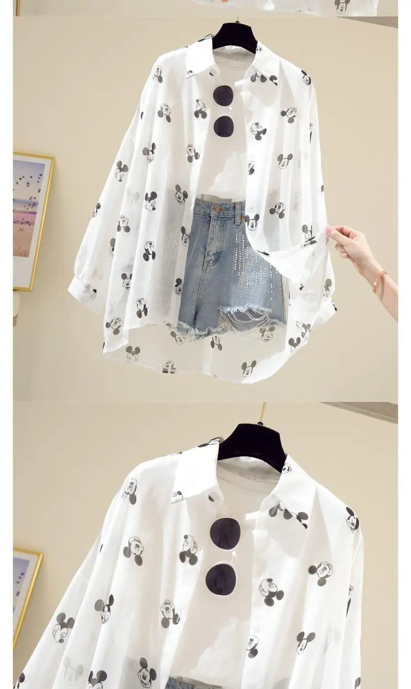 Mickey Mouse Blouse Ladies Long