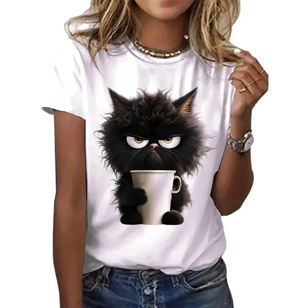 T-shirt funny Cat Women Summer