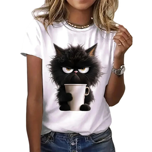 T-shirt funny Cat Women Summer